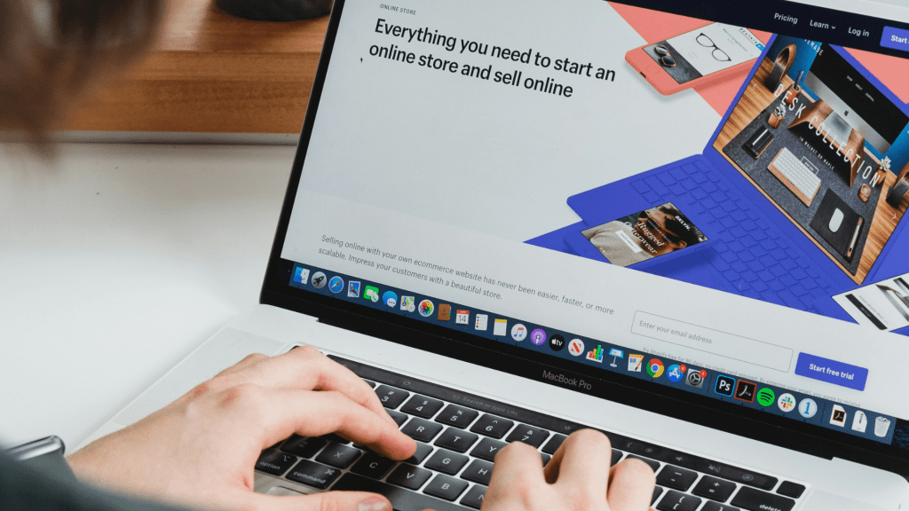 Photo of a laptop screen with shopify home screen